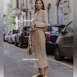 NWT ZARA blog gave gold knit metallic summer set: top size M + skirt size S